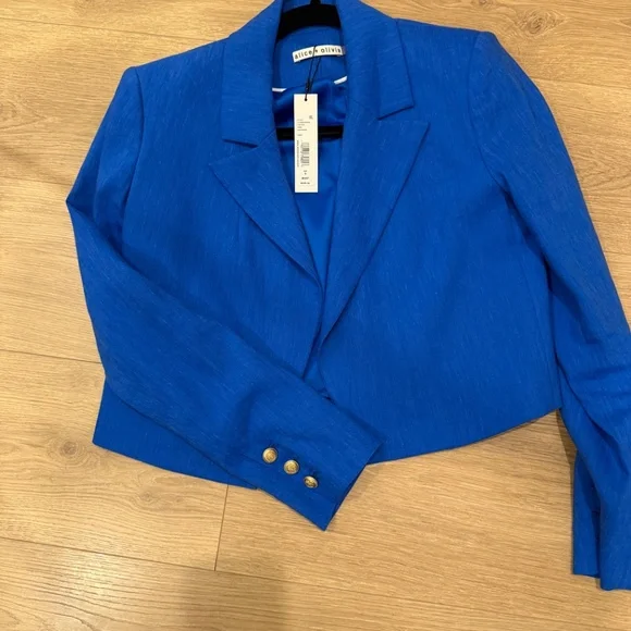 ALICE AND OLIVIA BLUE CROPPED BLAZER - Picture 3 of 6